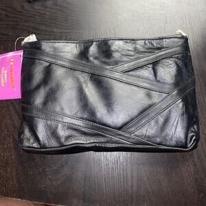 NWT Embassy Buttery Soft Leather Navarre Company Black Shoulder Bag Purse